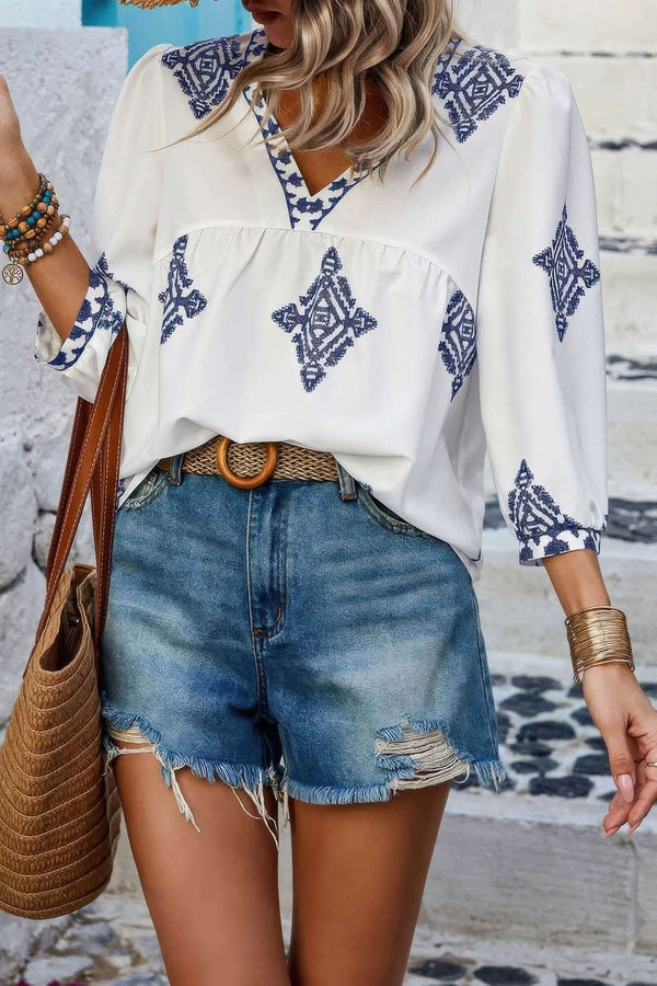 Boho Breeze Embroidered Top - Fit Me For 20