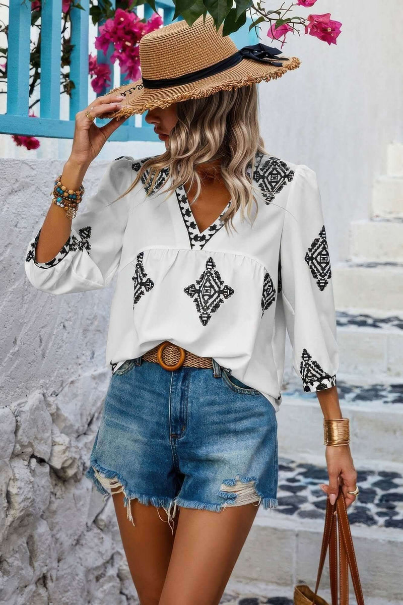 Boho Breeze Embroidered Top - Fit Me For 20