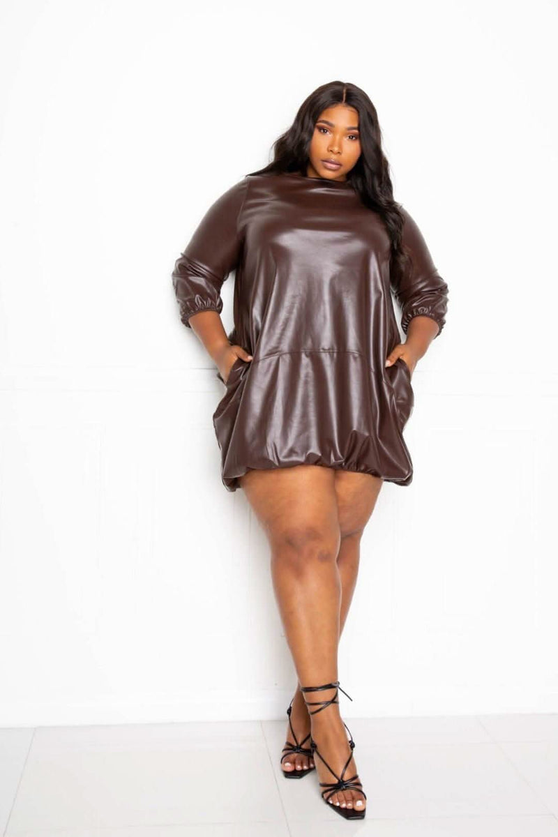 Bubbled Hem Pu Dress - Fit Me For 20