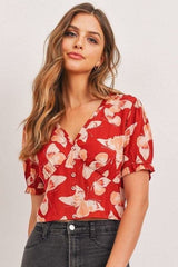 Butterfly Vneck Crop Smocked Back Waist - Fit Me For 20