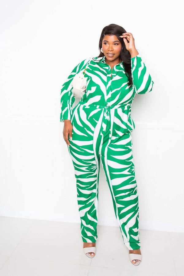 Button Up Long Sleeve Jumpsuit - Fit Me For 20