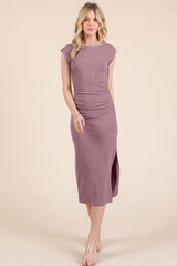 Cap Sleeve Boatneck Open Back Midi Dress - Fit Me For 20