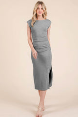 Cap Sleeve Boatneck Open Back Midi Dress - Fit Me For 20