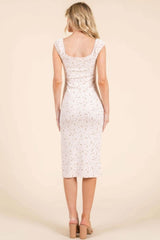 Cap Sleeve Shirred Printed Midi Dress W/ Side Slit - Fit Me For 20