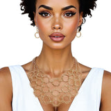 Chain Multi Row Multi Circle Gold Bib Necklace - Fit Me For 20