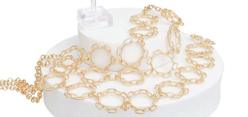 Chain Multi Row Multi Circle Gold Bib Necklace - Fit Me For 20