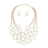 Chain Multi Row Multi Circle Gold Bib Necklace - Fit Me For 20