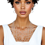 Chain Multi Row Multi Circle Silver Bib Necklace - Fit Me For 20