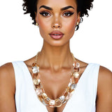 Chain Polished Multi Tone Oval Link Long Necklace - Fit Me For 20