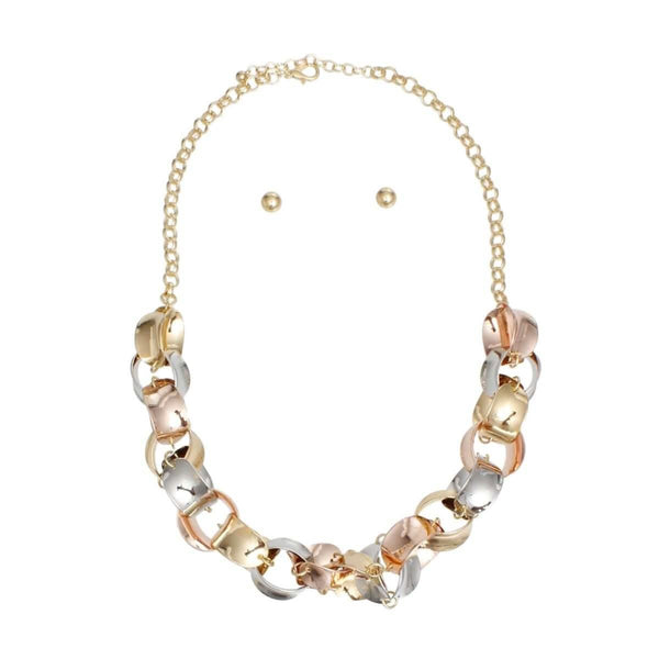 Chain Polished Multi Tone Oval Link Long Necklace - Fit Me For 20
