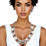 Chain Polished Silver Oval Link Long Necklace - Fit Me For 20