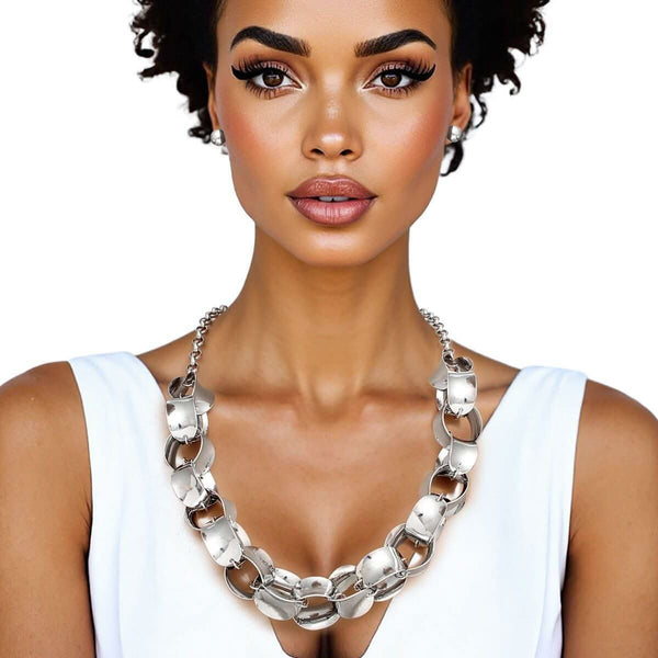 Chain Polished Silver Oval Link Long Necklace - Fit Me For 20