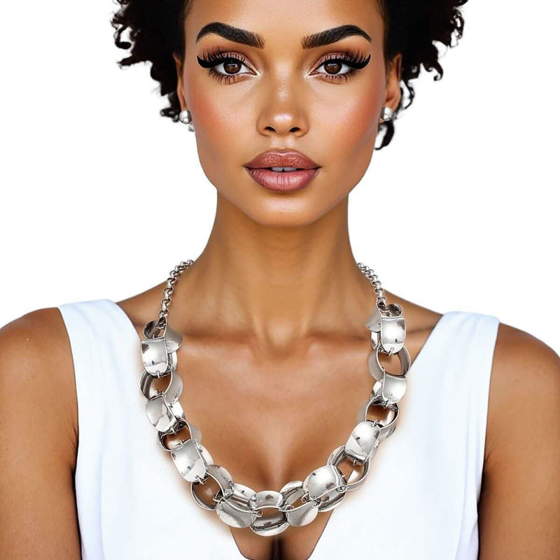 Chain Polished Silver Oval Link Long Necklace - Fit Me For 20