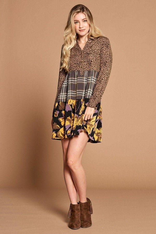 Cheetah Print Button-down Collard Shirt Dress - Fit Me For 20