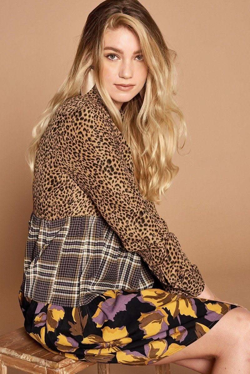 Cheetah Print Button-down Collard Shirt Dress - Fit Me For 20