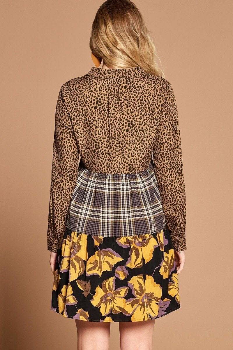 Cheetah Print Button-down Collard Shirt Dress - Fit Me For 20