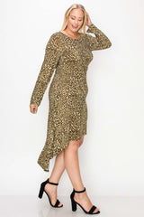 Cheetah Print Dress Featuring A Round Neck - Fit Me For 20