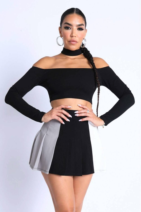 Choker Off-shoulder Top Set - Fit Me For 20