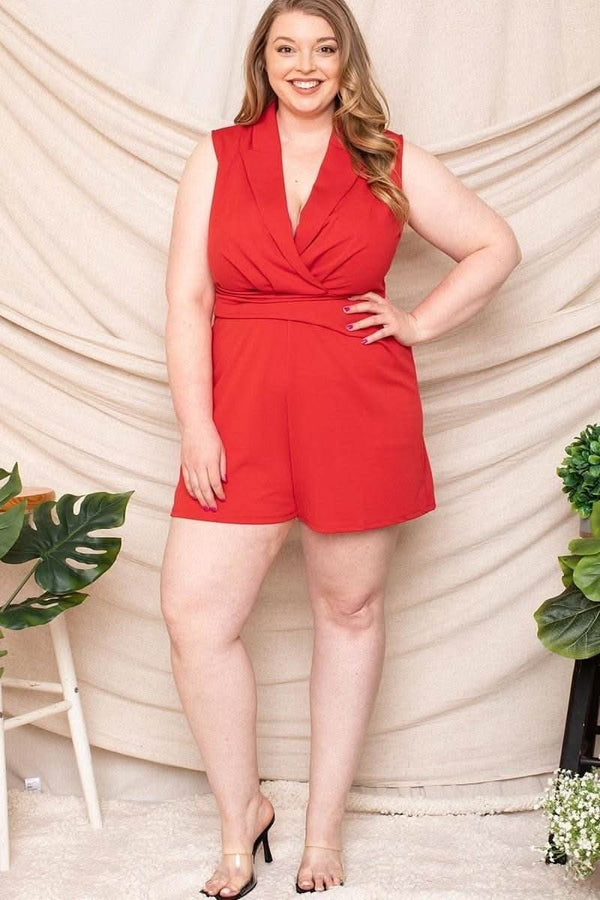 Collared Neck Plus Size Romper - Fit Me For 20