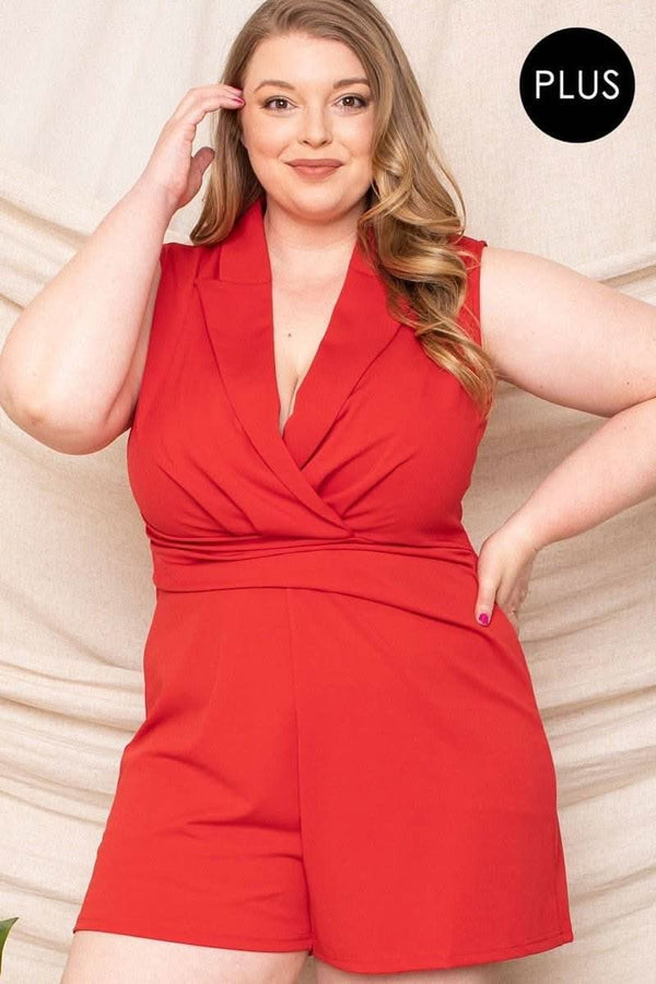 Collared Neck Plus Size Romper - Fit Me For 20