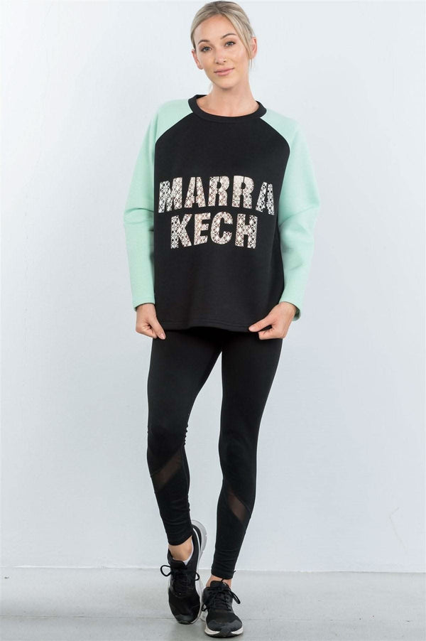 Contrast Sleeve Curved Hem Sweater - Fit Me For 20