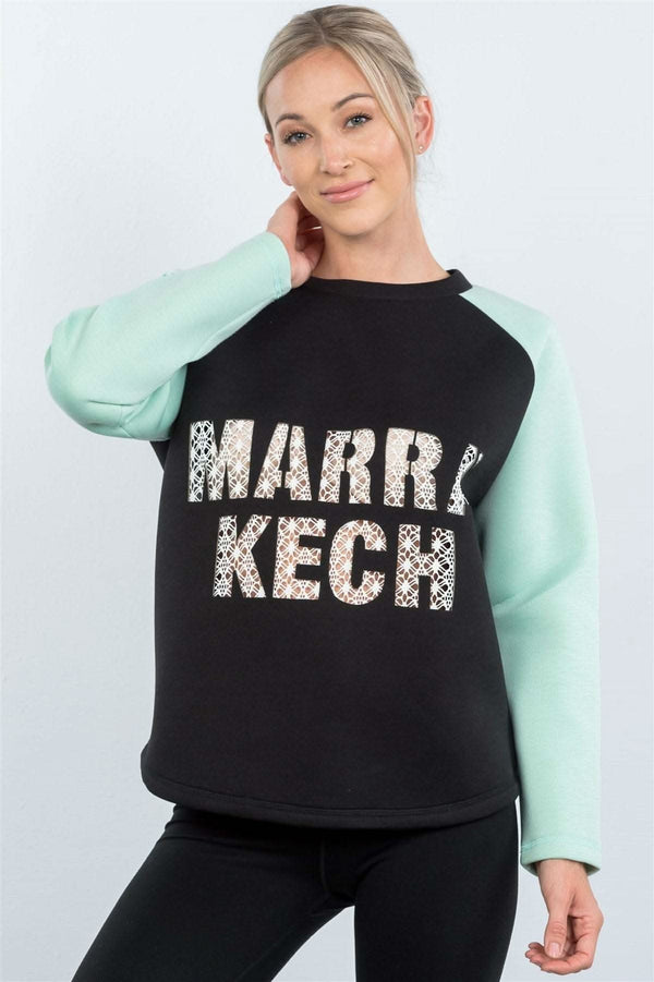 Contrast Sleeve Curved Hem Sweater - Fit Me For 20