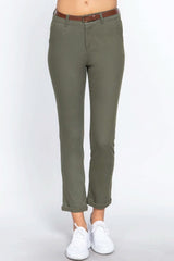 Cotton-span Twill Belted Long Pants - Fit Me For 20