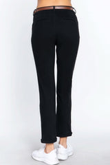 Cotton-span Twill Belted Long Pants - Fit Me For 20