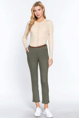 Cotton-span Twill Belted Long Pants - Fit Me For 20