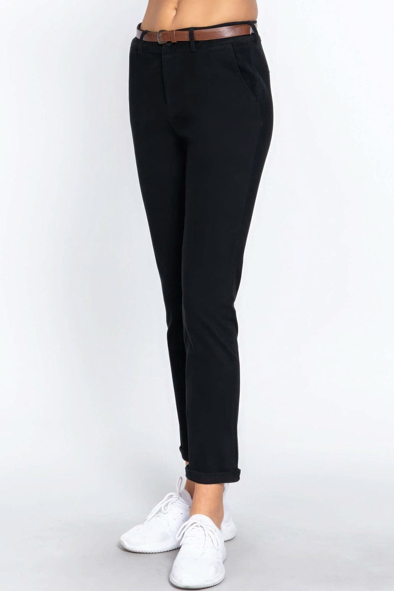 Cotton-span Twill Belted Long Pants - Fit Me For 20