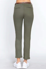 Cotton-span Twill Belted Long Pants - Fit Me For 20
