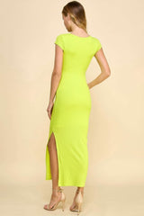 Crew Neck Cap Sleeve Rib W/ Lining Maxi Dress - Fit Me For 20