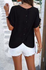 Crewneck Chiffon Polka Dot Ruffle Short Sleeved To - Fit Me For 20