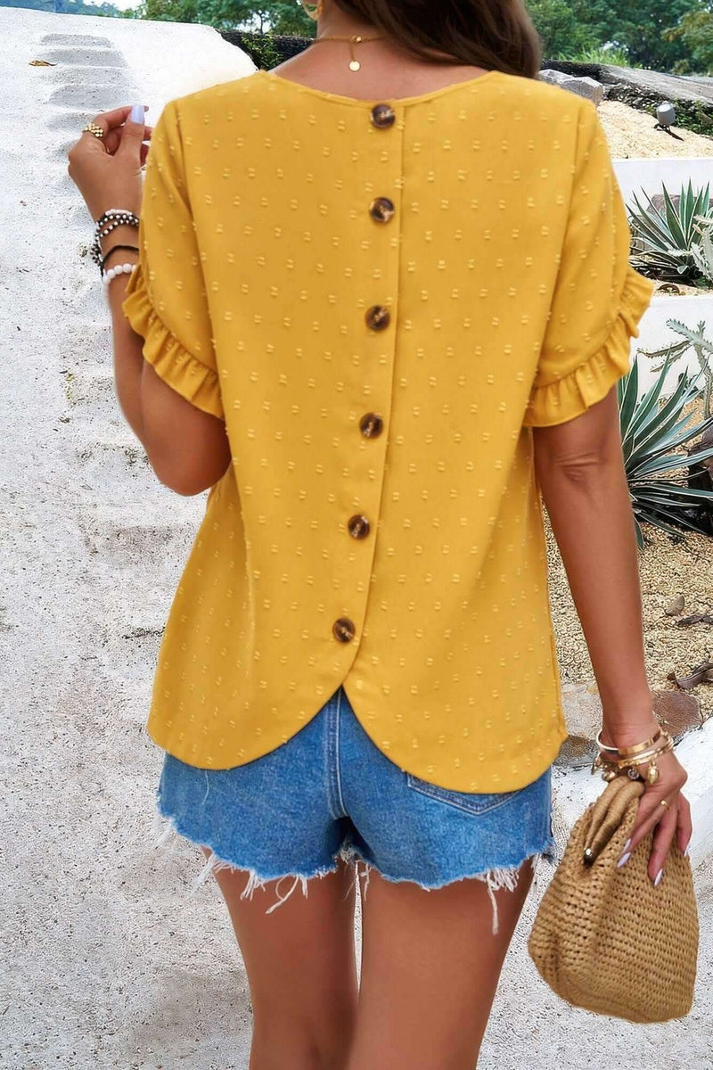 Crewneck Chiffon Polka Dot Ruffle Short Sleeved To - Fit Me For 20