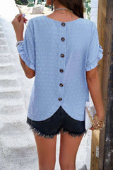 Crewneck Chiffon Polka Dot Ruffle Short Sleeved To - Fit Me For 20