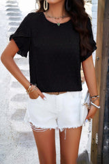 Crewneck Chiffon Polka Dot Ruffle Short Sleeved To - Fit Me For 20