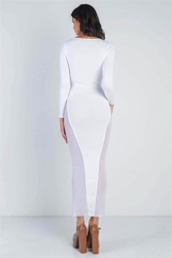 Cutout Bust Mesh Side Detail Long Sleeve Dress - Fit Me For 20