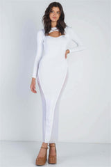 Cutout Bust Mesh Side Detail Long Sleeve Dress - Fit Me For 20