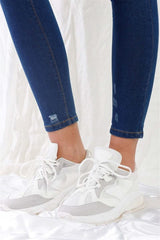 Dark Blue High-waisted With Rips Skinny Denim Jeans - Fit Me For 20