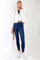Dark Blue High-waisted With Rips Skinny Denim Jeans - Fit Me For 20