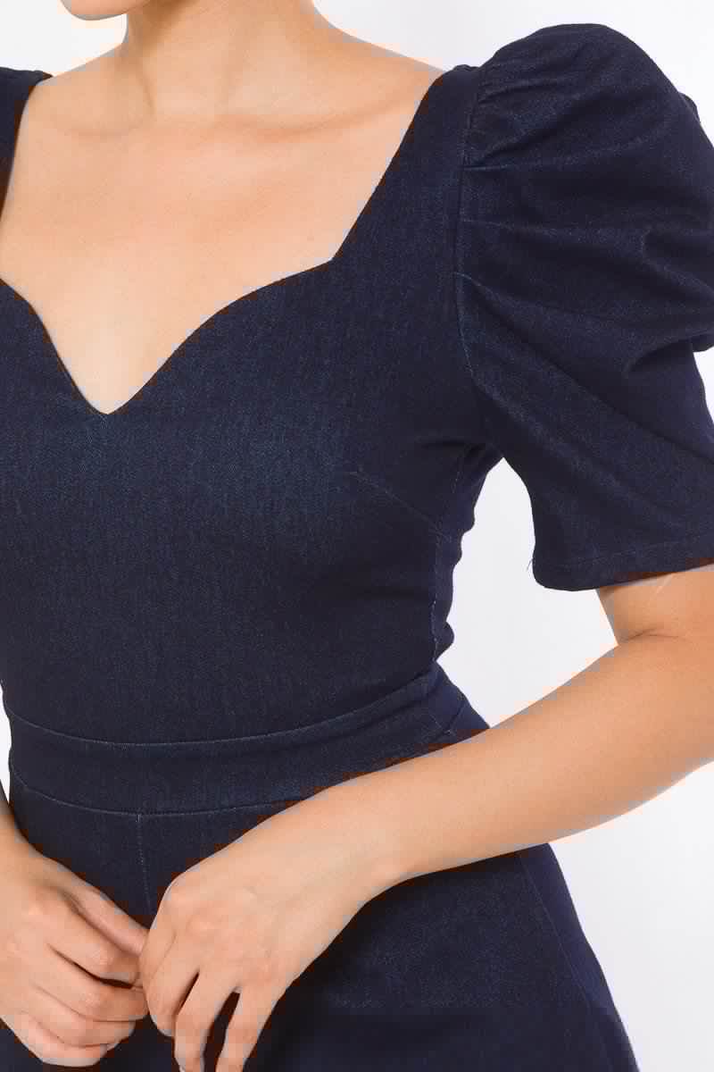 Denim Stretch Fashion Romper - Fit Me For 20