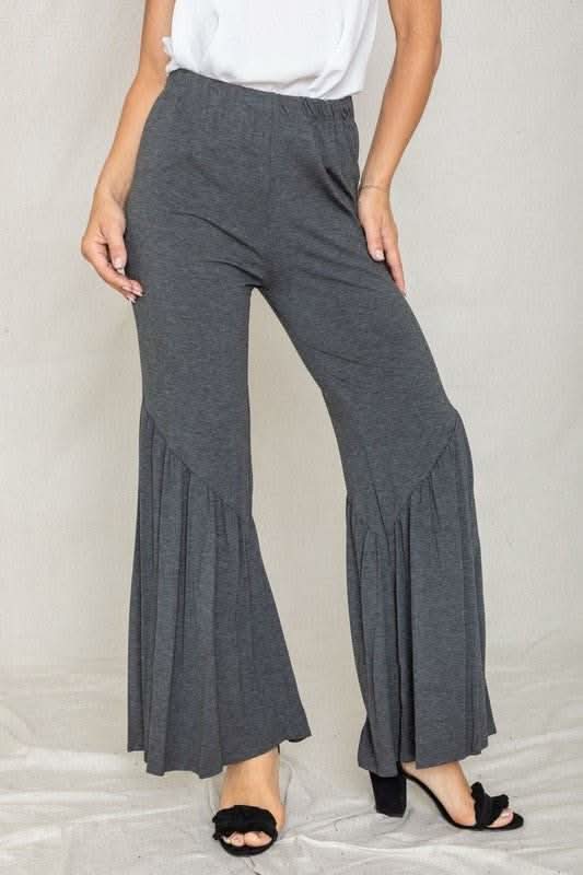 Diagonal Trim Ruffle Hem Pants - Fit Me For 20