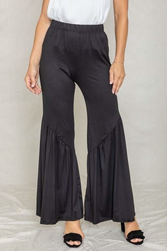 Diagonal Trim Ruffle Hem Pants - Fit Me For 20