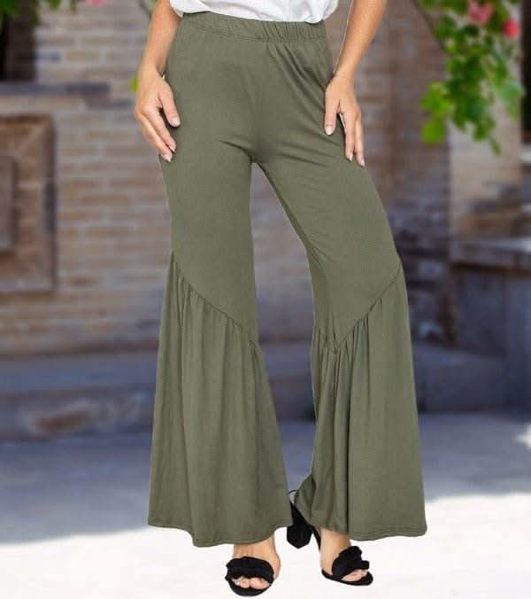 Diagonal Trim Ruffle Hem Pants - Fit Me For 20