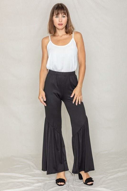 Diagonal Trim Ruffle Hem Pants - Fit Me For 20