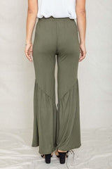 Diagonal Trim Ruffle Hem Pants - Fit Me For 20