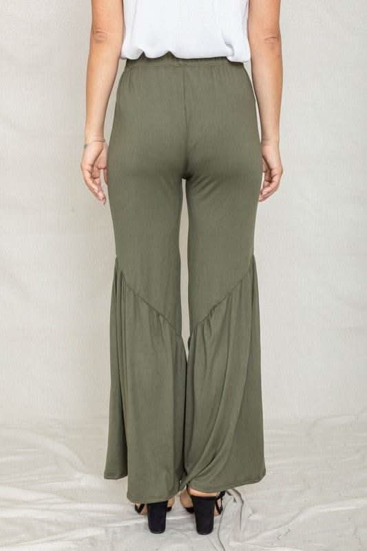 Diagonal Trim Ruffle Hem Pants - Fit Me For 20