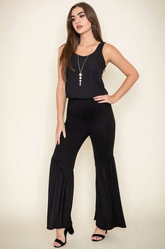 Diagonal Trim Ruffle Hem Pants - Fit Me For 20