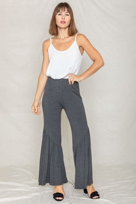Diagonal Trim Ruffle Hem Pants - Fit Me For 20