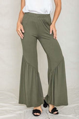 Diagonal Trim Ruffle Hem Pants - Fit Me For 20